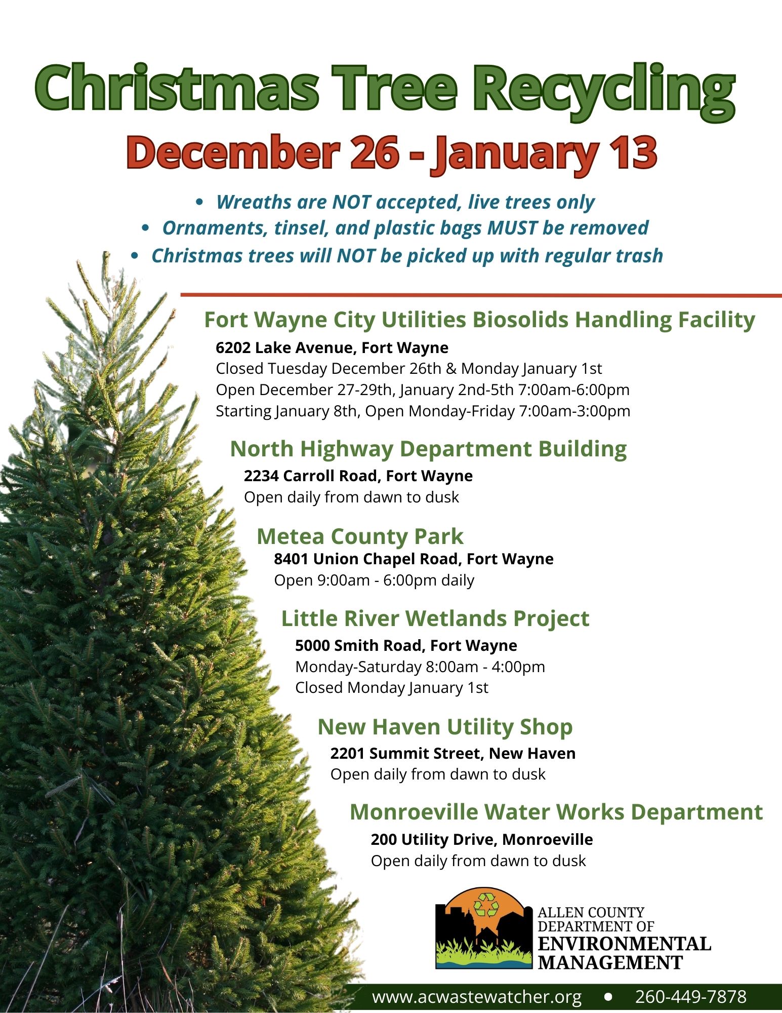 Monroeville, IN Christmas Tree Recycling